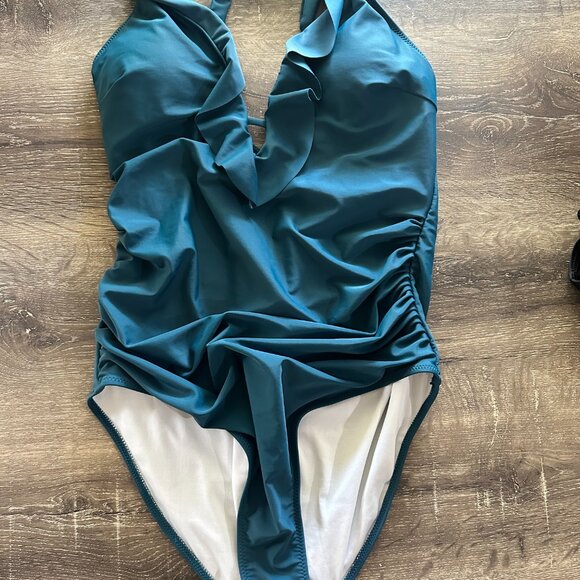 SUUKSESS Women Sexy Halter One Piece Swimsuits Ruffle Tummy Control XL - Picture 5 of 6